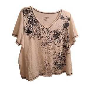 Catherines Shirts Womens V Neck Short Sleeve Shirt Top Plus Size 2X 22/24W